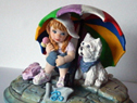 2 unter einem Regenschirm,Fimo Figuren